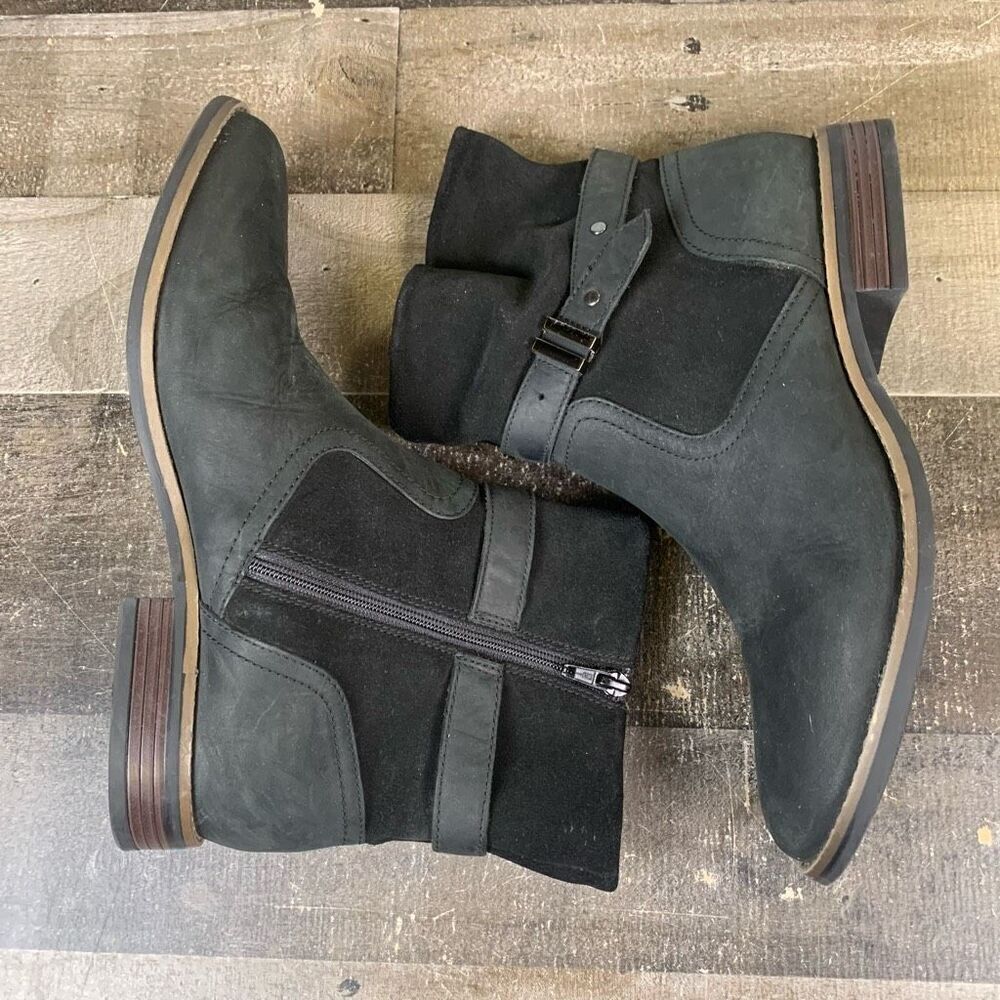 Clark’s Women’s Size 10 Camzin Strap Ankle Boots Black Bootie Suede Zip Up - Picture 7 of 10